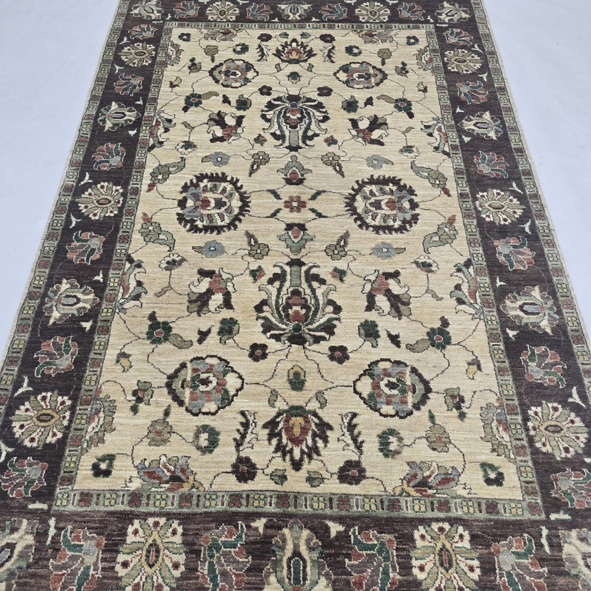 5x8 Beige Chobi Handmade Cotton & Wool Rug | Premium Luxury Area Rug
