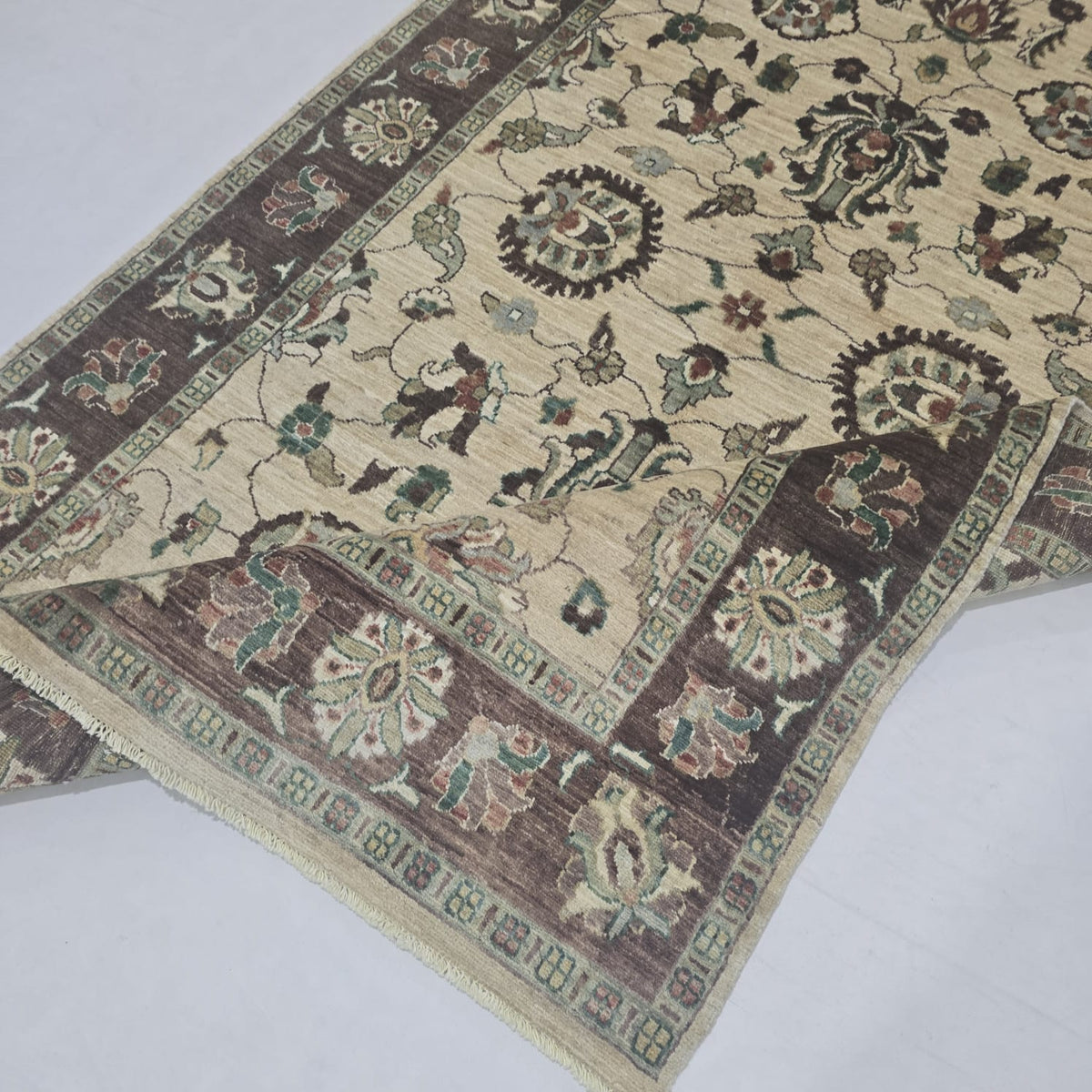 5x8 Beige  Chobi Handmade Cotton & Wool Rug | Premium Luxury Area Rug