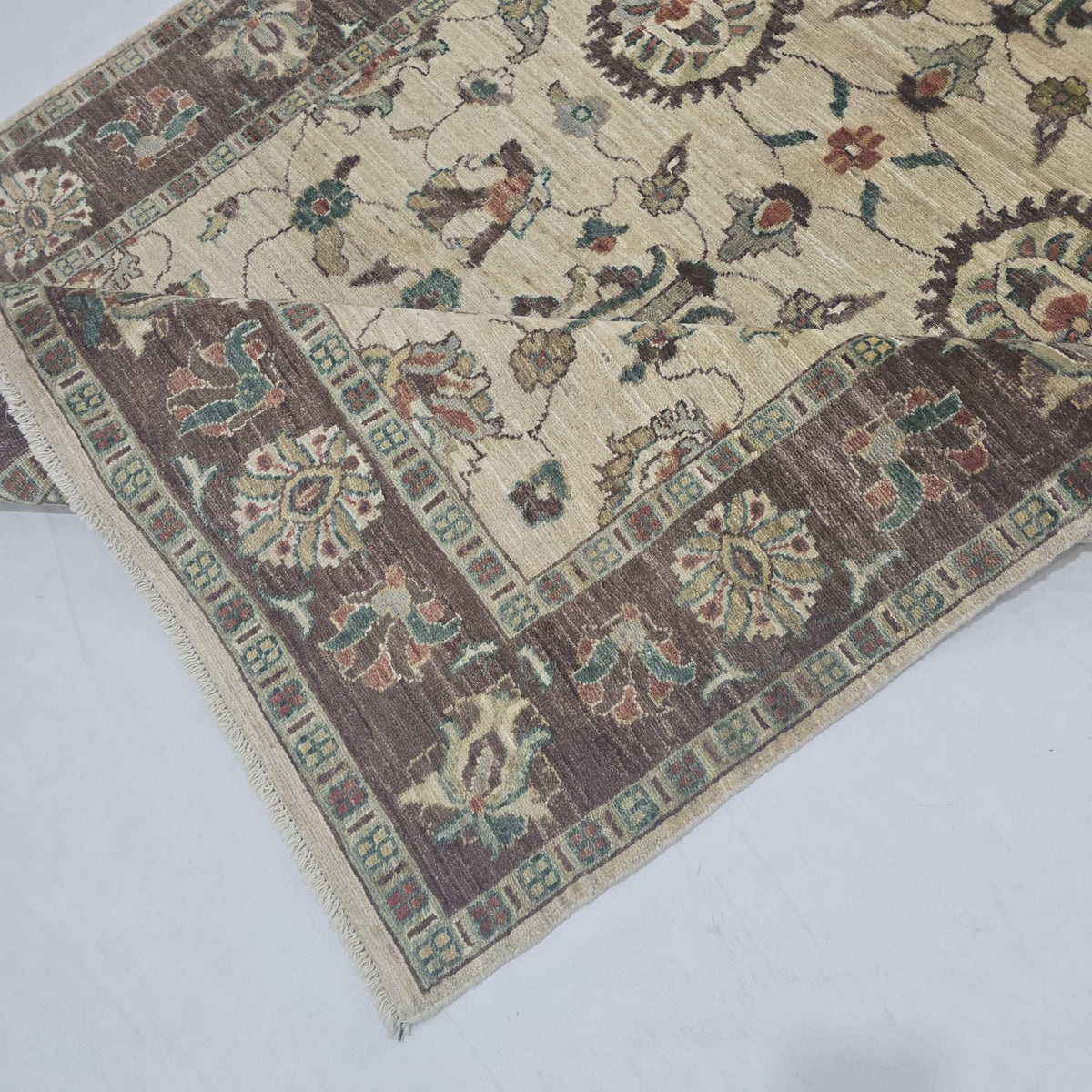 5x8 Beige Chobi Handmade Cotton & Wool Rug | Premium Luxury Area Rug
