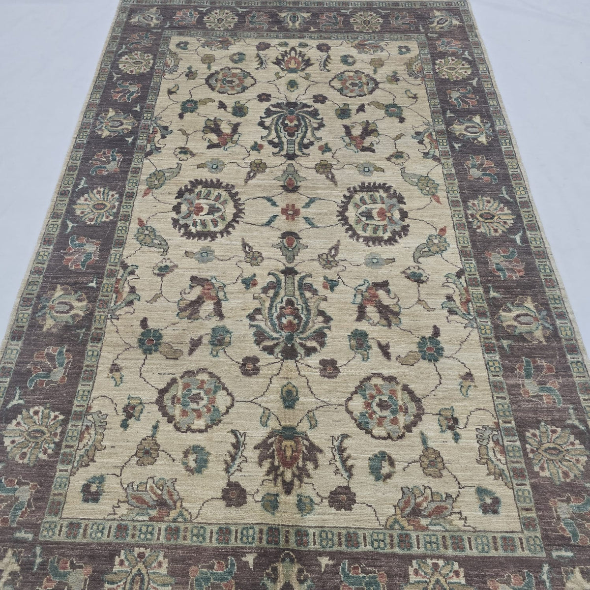 5x8 Beige Chobi Handmade Cotton & Wool Rug | Premium Luxury Area Rug