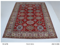 Red and beige Super Kazak handmade geometric cotton and wool rug