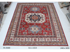8x10 Super Kazak Handmade Cotton Wool Geometric Area Rug with Vegetable Dyeing