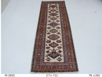 3x8 Beige & Red Super Kazak Geometric Handmade Cotton & Wool Runner Rug | Premium Luxury Runner Rug