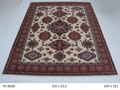Beige and red Super Kazak handmade geometric cotton and wool rug