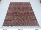 5x8 Red Khurjeen Handmade Wool Cotton Rainbow Area Rug
