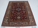 5x7 Beige and Red Super Kazak Handmade Wool Cotton Geometric Area Rug