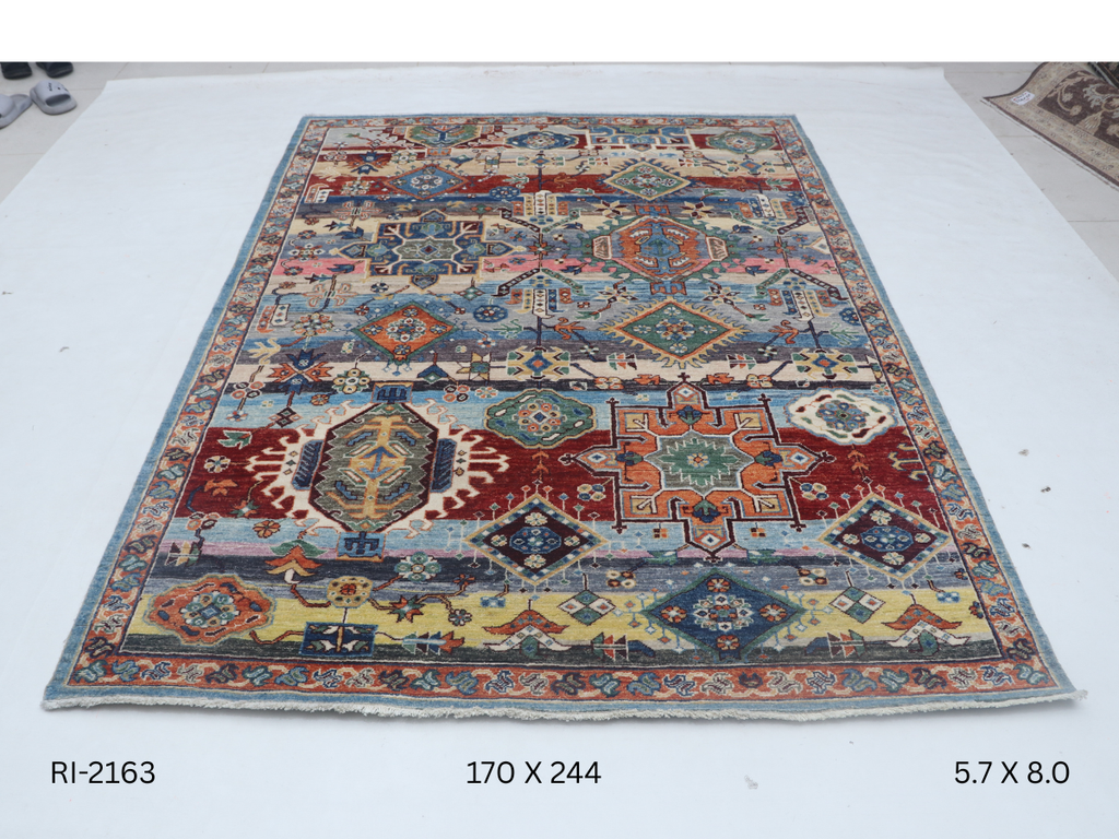 6x8 Multi-Color Hariz Handmade Wool Cotton Rainbow Area Rug