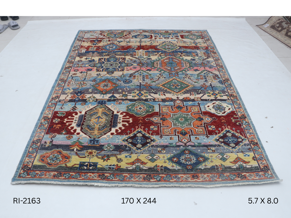 6x8 Multi-Color Hariz Handmade Wool Cotton Rainbow Area Rug