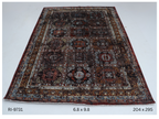 7x10 Brown Chobi Handmade Wool Cotton Floral Rug with Vegetable Dyeing