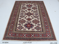 5x7 Beige and Red Super Kazak Handmade Wool Cotton Geometric Area Rug