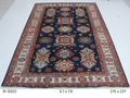 6x8 Blue and Red Super Kazak Handmade Wool Cotton Geometric Area Rug