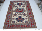 6x10 Super Kazak Handmade Cotton Wool Geometric Area Rug with Vegetable Dyeing