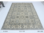 6x9 Gray and Beige Chobi Handmade Wool Cotton Floral Area Rug