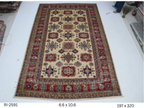 6x10 Super Kazak Handmade Cotton Wool Geometric Area Rug with Vegetable Dyeing
