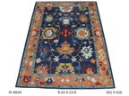 10x14 Blue Oushak geometric handmade wool area rug