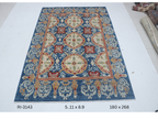 6x9 Blue Chobi Handmade Wool Cotton Floral Area Rug