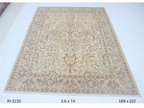 5x7 Beige Chobi Handmade Wool Cotton Floral Area Rug