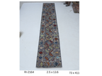 2x13 Gray Chobi Handmade Wool Cotton Floral Runner Rug
