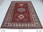 5x8 Beige and Red Super Kazak Handmade Wool Cotton Geometric Area Rug