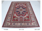 5x8 Super Kazak Handmade Cotton Wool Geometric Area Rug with Vegetable Dyeing