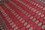 8x10 Red Mori Bokhara Geometric Area Rug | Handmade Wool & Cotton Rug | Azo Free