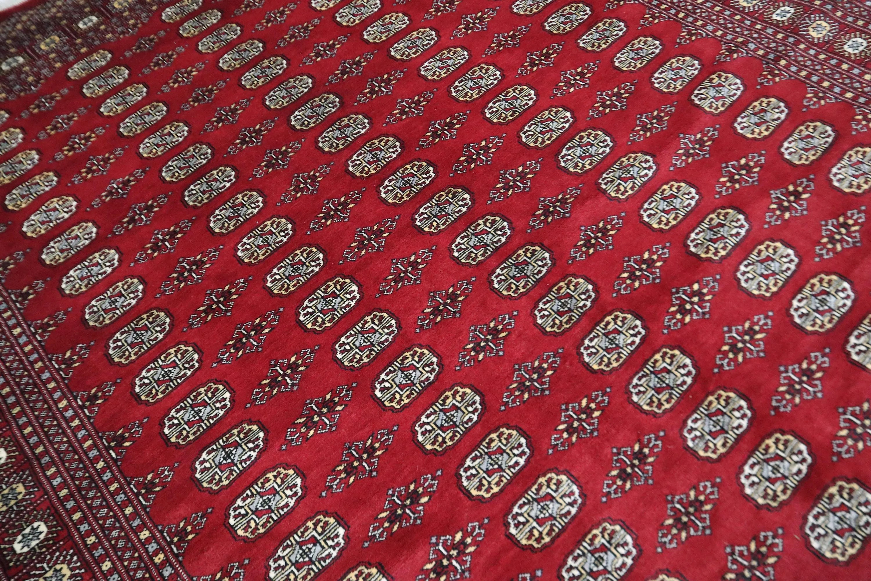 8x10 Red Mori Bokhara Geometric Area Rug | Handmade Wool & Cotton Rug | Azo Free