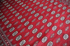 9x12 Mori Bokhara Rug | Handmade Geometric Wool & Cotton Rug | Red Azo-Free