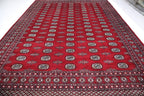 9x12 Mori Bokhara Rug | Handmade Geometric Wool & Cotton Rug | Red Azo-Free