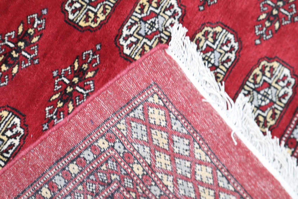 8x10 Red Mori Bokhara Geometric Area Rug | Handmade Wool & Cotton Rug | Azo Free