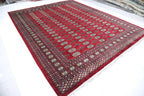 8x10 Red Mori Bokhara Geometric Area Rug | Handmade Wool & Cotton Rug | Azo Free