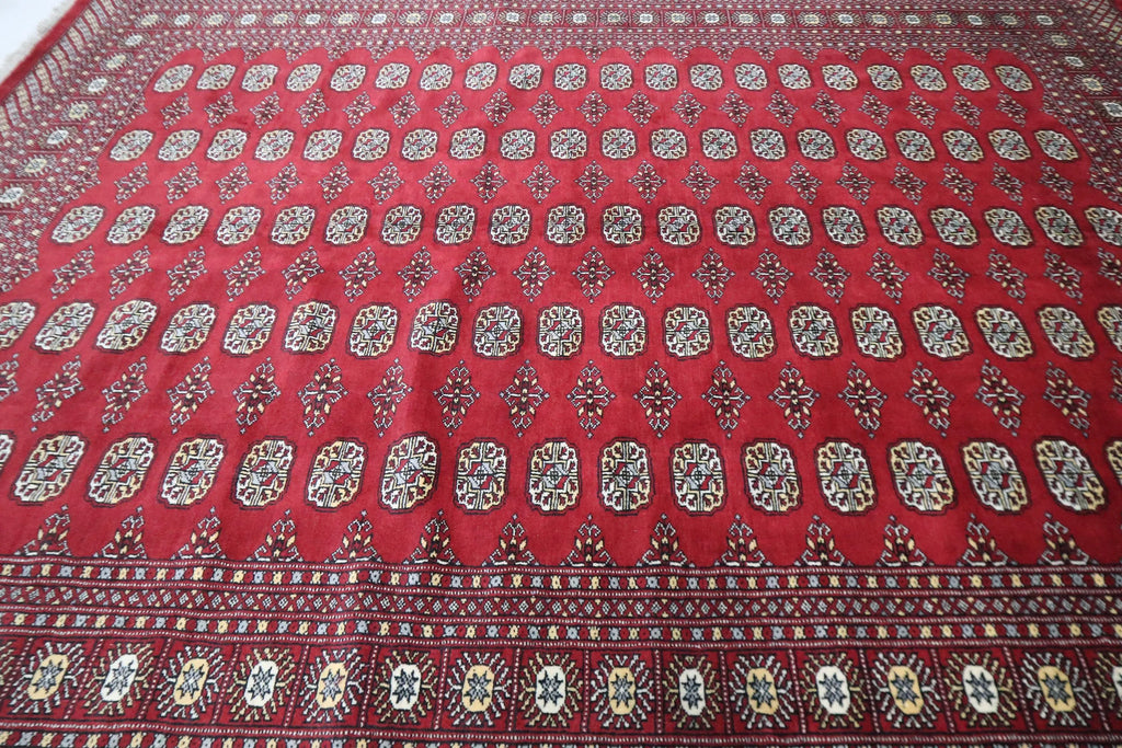 8x10 Red Mori Bokhara Geometric Area Rug | Handmade Wool & Cotton Rug | Azo Free
