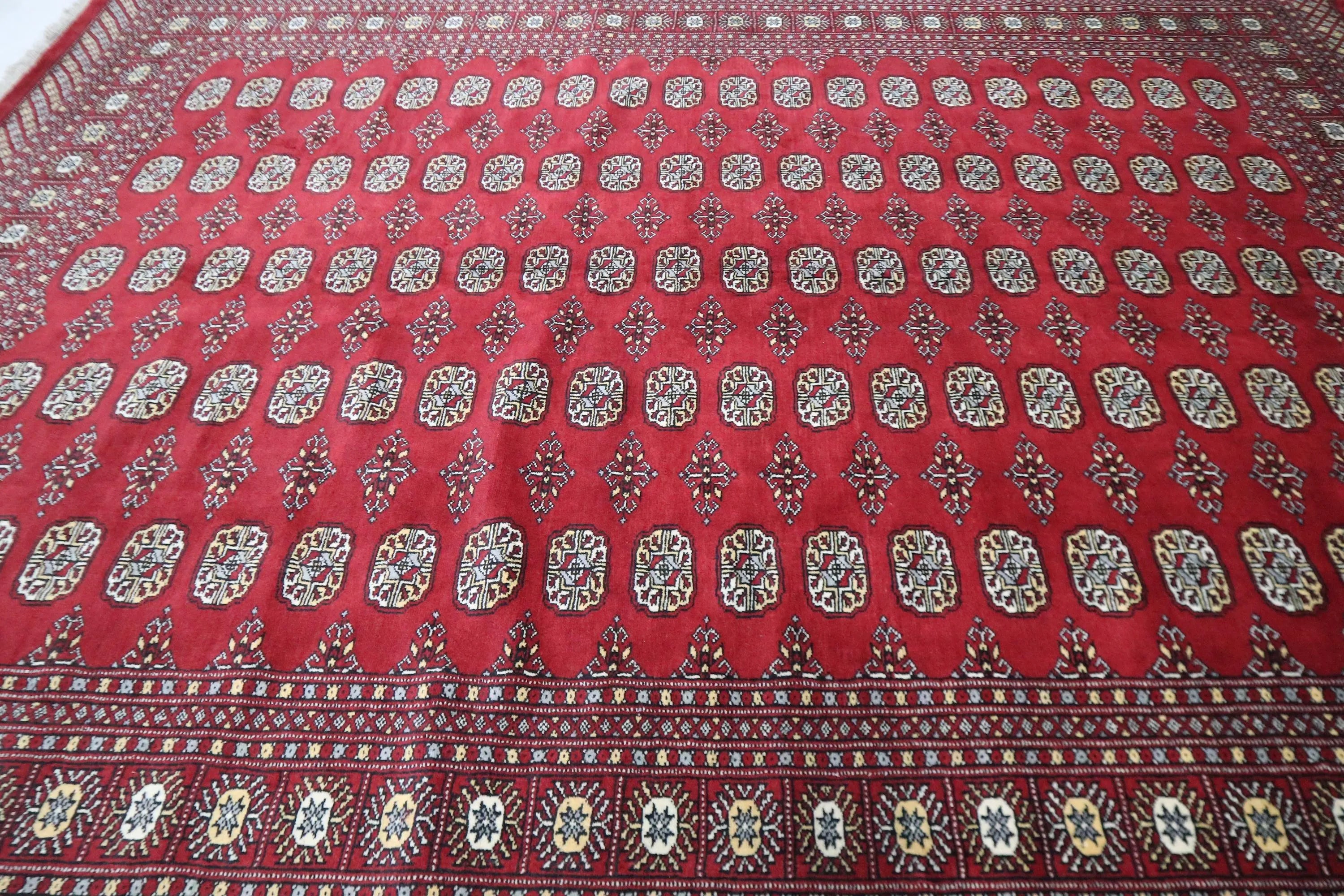 8x10 Red Mori Bokhara Geometric Area Rug | Handmade Wool & Cotton Rug | Azo Free