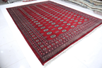 9x12 Mori Bokhara Rug | Handmade Geometric Wool & Cotton Rug | Red Azo-Free