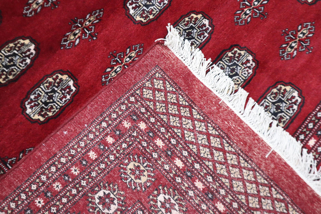 9x12 Mori Bokhara Rug | Handmade Geometric Wool & Cotton Rug | Red Azo-Free
