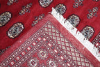 9x12 Mori Bokhara Rug | Handmade Geometric Wool & Cotton Rug | Red Azo-Free
